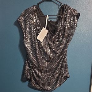 Sequin Black and Silver Women's Top